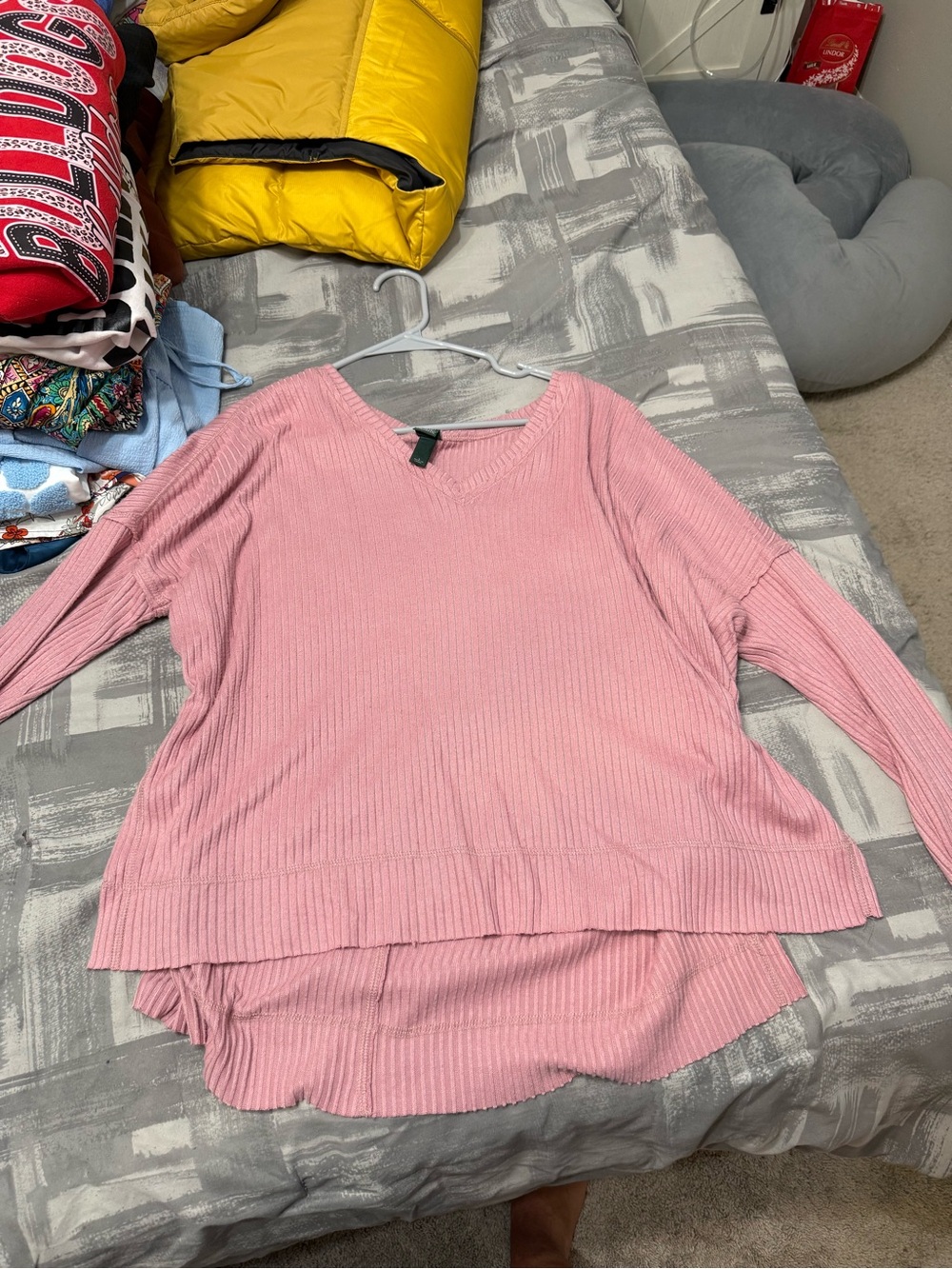 wild fable Pink Ribbed V-Neck Lightweight Sweater Top